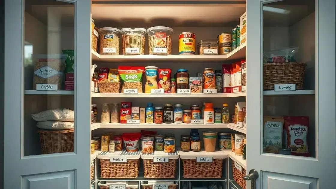 Organização por categorias na despensa pequena
